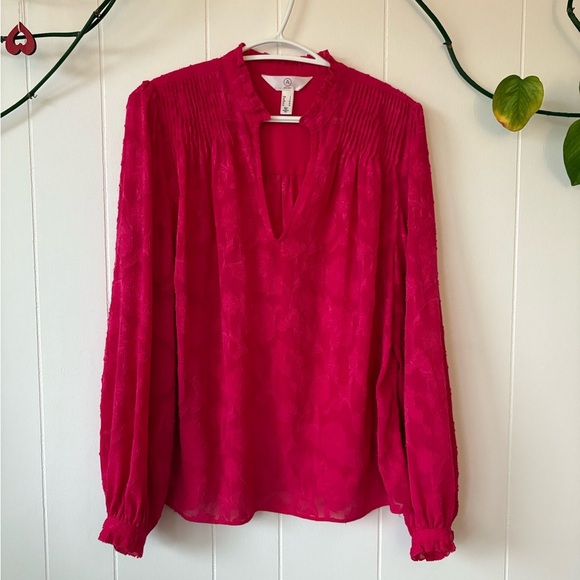 Addition Elle Pink Puff Sleeve Blouse Mandarin Collar Size X (12) - Picture 1 of 7